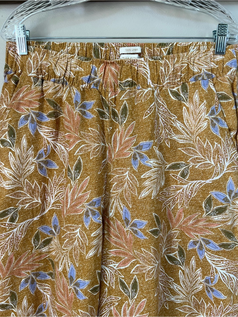 Cynthia Rowley Linen Floral Wide Leg Ankle Pants Mustard Floral Size L - Picture 4 of 14